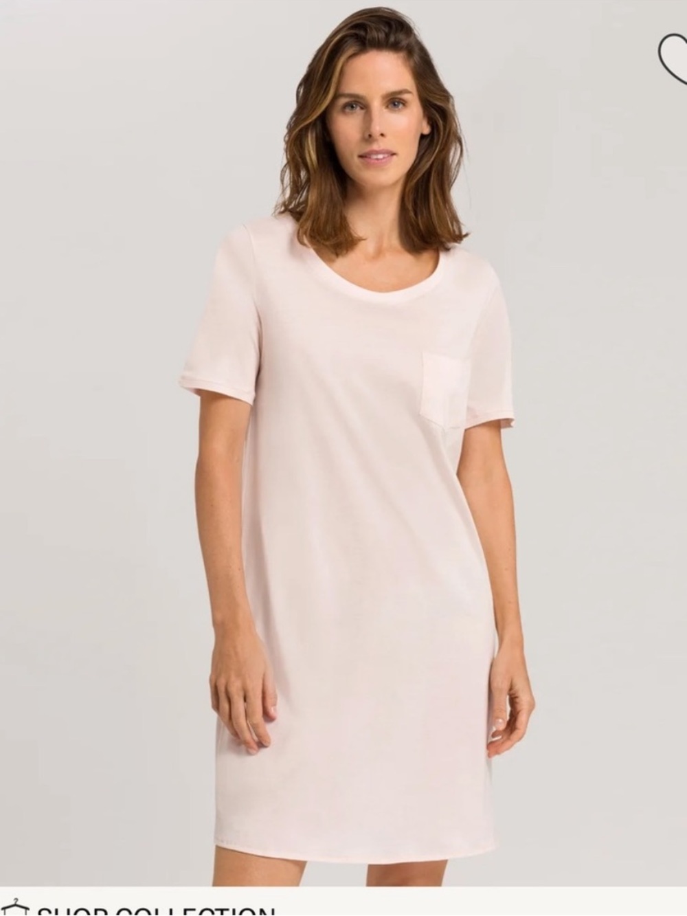 Hanro Crystal Light Pink Cotton Deluxe Short Sleeve Big Shirt Sleep Lounge Dress